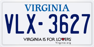 VA license plate VLX3627