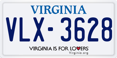 VA license plate VLX3628