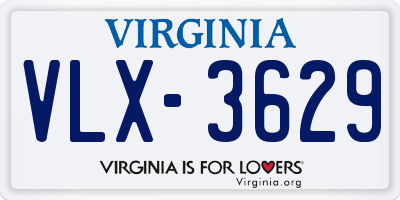 VA license plate VLX3629