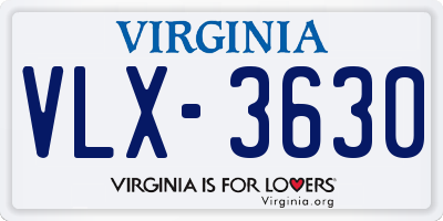 VA license plate VLX3630