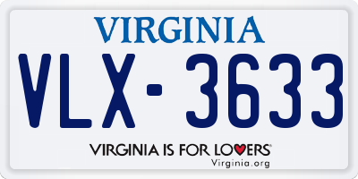 VA license plate VLX3633