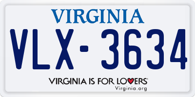 VA license plate VLX3634