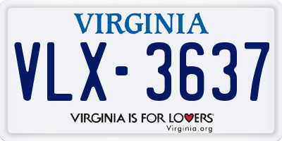 VA license plate VLX3637