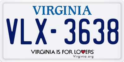 VA license plate VLX3638