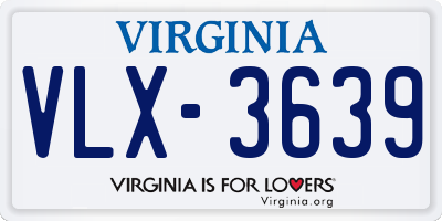 VA license plate VLX3639