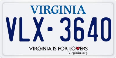 VA license plate VLX3640