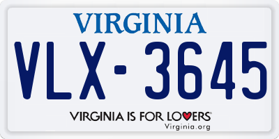 VA license plate VLX3645