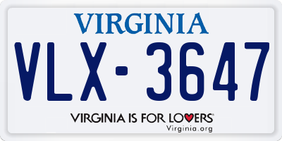 VA license plate VLX3647