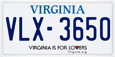 VA license plate VLX3650