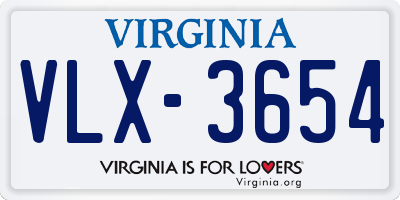 VA license plate VLX3654