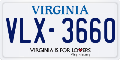 VA license plate VLX3660