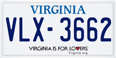 VA license plate VLX3662