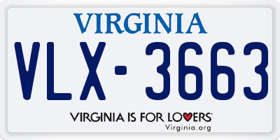 VA license plate VLX3663