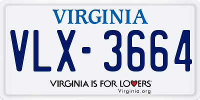 VA license plate VLX3664