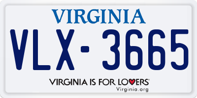 VA license plate VLX3665