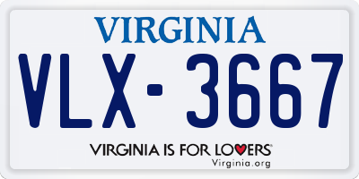 VA license plate VLX3667