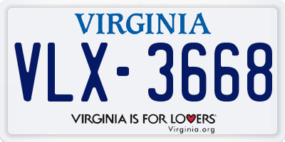 VA license plate VLX3668