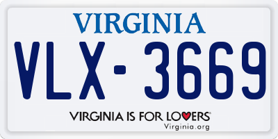 VA license plate VLX3669