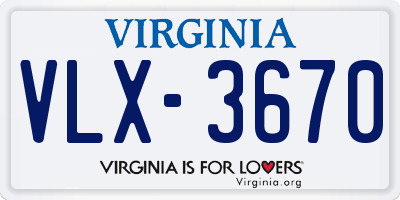 VA license plate VLX3670