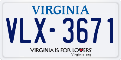 VA license plate VLX3671