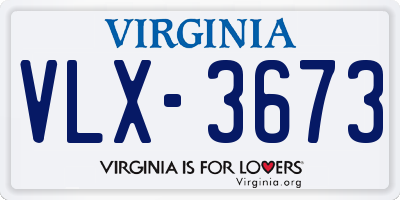 VA license plate VLX3673