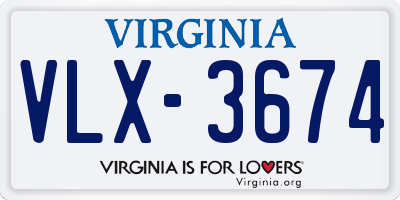 VA license plate VLX3674