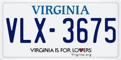 VA license plate VLX3675