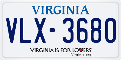 VA license plate VLX3680