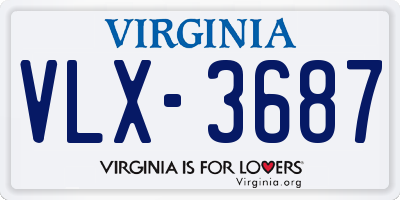 VA license plate VLX3687