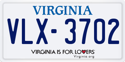 VA license plate VLX3702