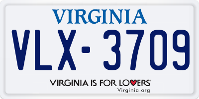 VA license plate VLX3709