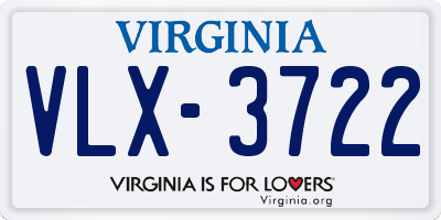 VA license plate VLX3722