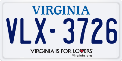 VA license plate VLX3726