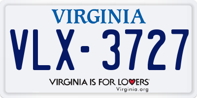 VA license plate VLX3727
