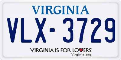 VA license plate VLX3729