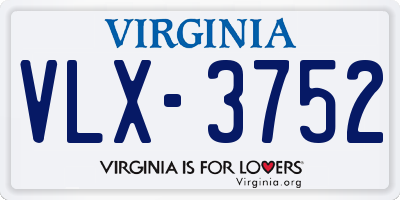 VA license plate VLX3752