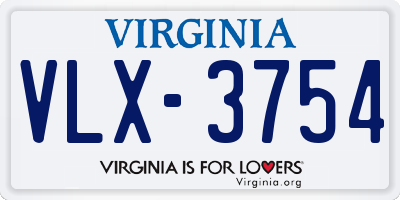 VA license plate VLX3754