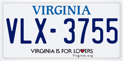 VA license plate VLX3755