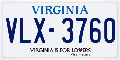 VA license plate VLX3760