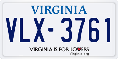 VA license plate VLX3761