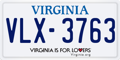 VA license plate VLX3763