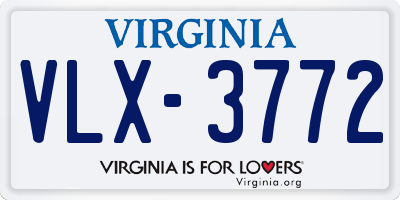 VA license plate VLX3772