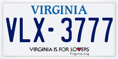 VA license plate VLX3777