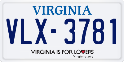 VA license plate VLX3781