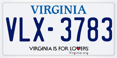 VA license plate VLX3783