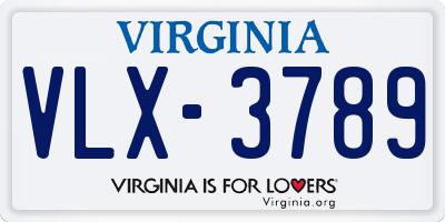 VA license plate VLX3789