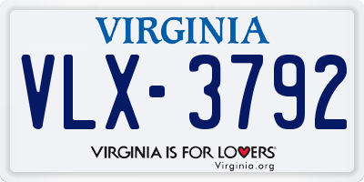 VA license plate VLX3792