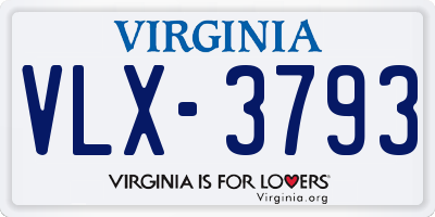 VA license plate VLX3793