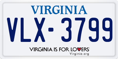 VA license plate VLX3799