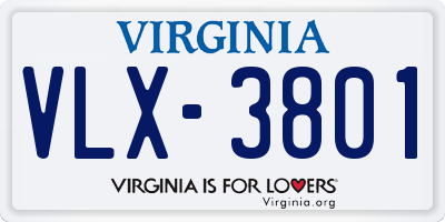 VA license plate VLX3801